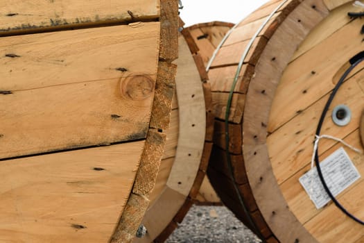 Big wooden cable roll