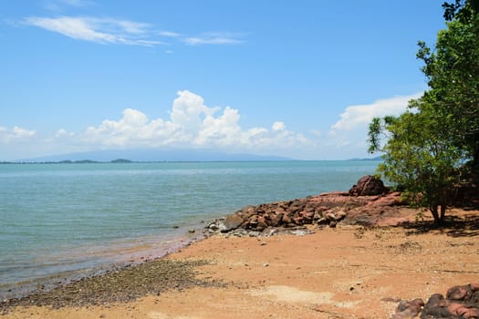 Beach and tropical sea with blue sky