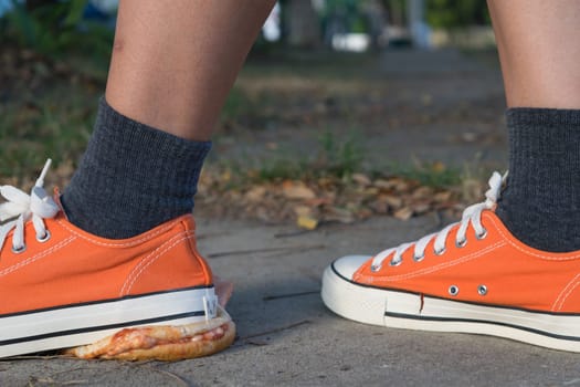 Good bye junk food hamburger left to jogging exercise