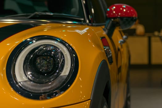Zoom at sports car headlight in Car show event at Bangkok, Thailand. This a open event no need property release and press credentials required.