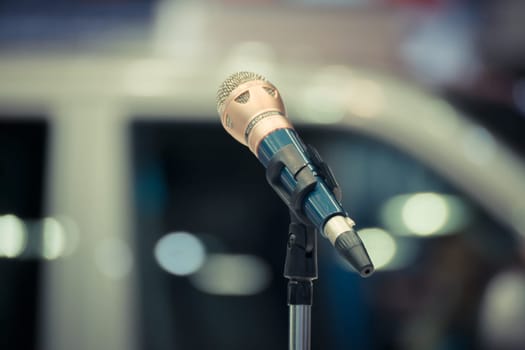 Microphone in seminar event defocus on background