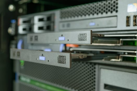 Computer Server and  CD or DVD drive in datacenter