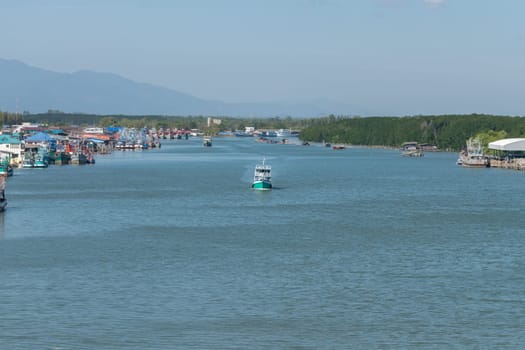 Fishing boat is out fishing. Fishermen is a career that has been popular in the seaside city of Thailand.