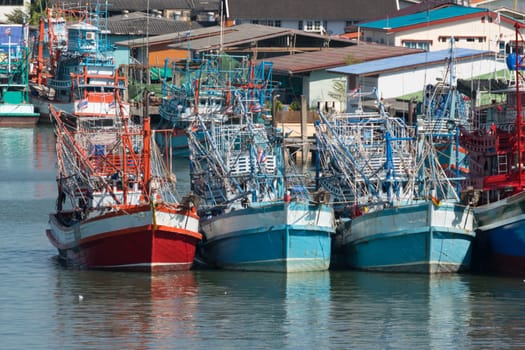Fishing boat is out fishing. Fishermen is a career that has been popular in the seaside city of Thailand.