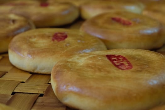 Chinese pastry on traditional basket