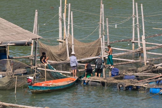 Chanthaburi, Thailand - December 31, 2015 : Unidentified fishing boat is out fishing. Fishermen is a career that has been popular in the seaside city of Thailand.