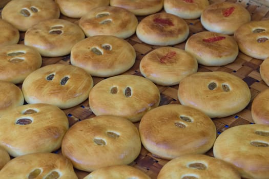 Chinese pastry on traditional basket