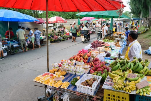 Bangkok, Thailand - August 15, 2015 : Thai exotic fruits in market. Like the charming people, exotic fruit greets you on almost every corner in Thailand.