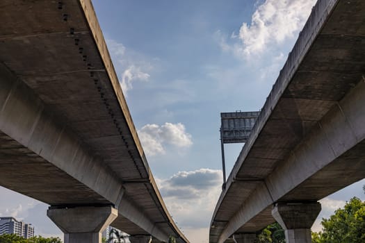 The blue sky under the expressway.