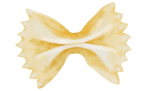 Pasta farfalle watercolor. Hand drawn italian macaroni on white background. Food clip art. Ideal for pasta packaging, restaurant menus and posters. High quality illustration