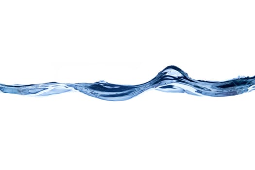 A minimalist blue silhouette of a wave inside an aquarium, set against a clean white background, emphasizing the fluid and dynamic contours of water