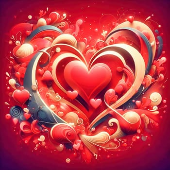 A digital artwork with red hearts, futuristic lines and glowing effects - perfect for Valentine's Day, love, romance and modern designs