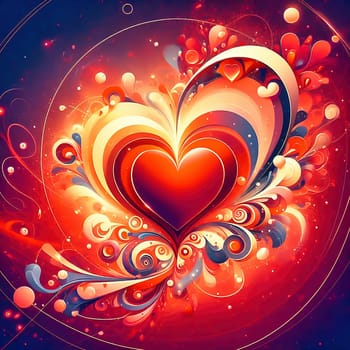 A digital artwork with red hearts, futuristic lines and glowing effects - perfect for Valentine's Day, love, romance and modern designs