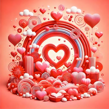 A digital artwork with red hearts, futuristic lines and glowing effects - perfect for Valentine's Day, love, romance and modern designs