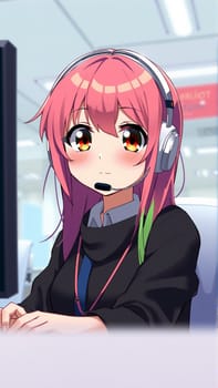 Cute Girl Call Center Operator. High quality photo