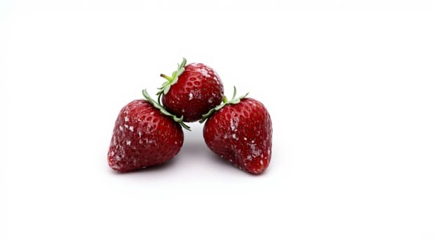 Storing frozen berries in winter. Strawberries covered in ice. High quality photo