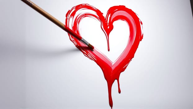 Red hearts painted with red paint on a white background. High quality photo