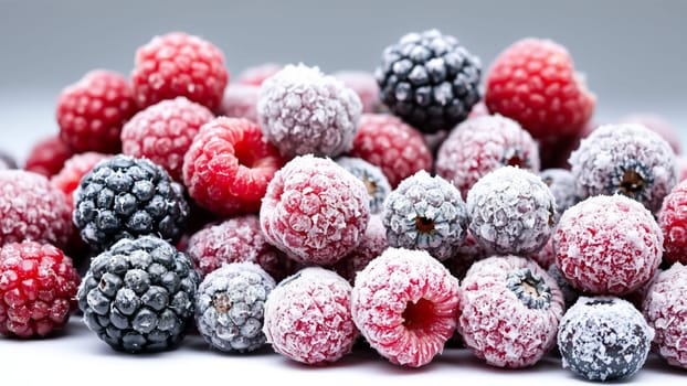 Storing Berries in Winter. Frozen Blackberries and Raspberries. High quality photo