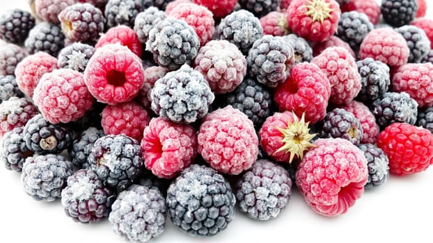 Storing Berries in Winter. Frozen Blackberries and Raspberries. High quality photo