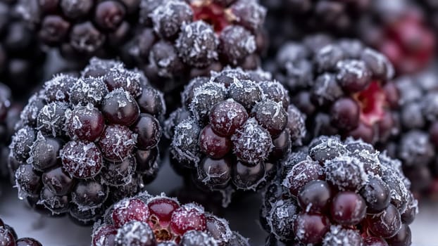 Storing berries in winter. Frozen blackberries. High quality photo