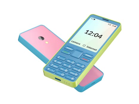 Colorful mobile phones on white background