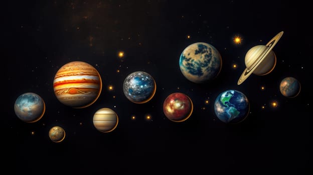 Astrology astronomy planets on black. AI