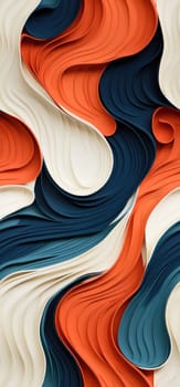 A dynamic composition of orange, yellow, and blue waves bold graphic illustration - Generative AI. Vertical, waves, yellow, orange, blue.