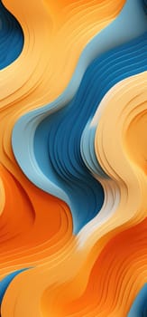 Abstract waves of orange, yellow, and blue waves bold graphic illustration - Generative AI. Abstract, wallpapers, yellow, orange, blue.