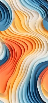 Abstract waves of orange, yellow, and blue waves bold graphic illustration - Generative AI. Abstract, wallpapers, yellow, orange, blue.