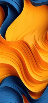 Abstract waves of orange, yellow, and blue waves bold graphic illustration - Generative AI. Deep, multicolor, wallpaper, waves, orange.