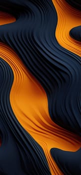 An abstract dreamscape of orange, yellow, and blue waves bold graphic illustration - Generative AI. Dark, blue, orange, waves.