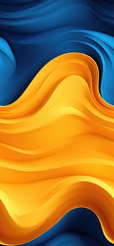 An abstract dreamscape of orange, yellow, and blue waves bold graphic illustration - Generative AI. Dark, blue, orange, waves.