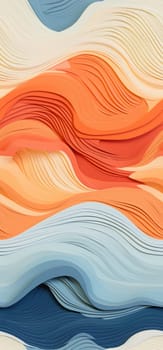 An abstract tapestry of orange, yellow, and blue waves bold graphic illustration - Generative AI. Liquid, waves, wallpapers, blue, yellow.