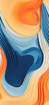 Bold and dynamic waves of orange, yellow, and blue waves bold graphic illustration - Generative AI. Volume, multicolor, waves, wallpapers, orange.