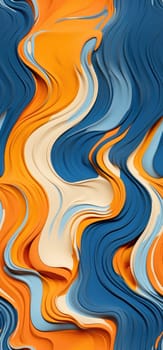 Electric currents of orange, yellow, and blue waves bold graphic illustration - Generative AI. Swirl, waves, wallpapers, blue, orange.