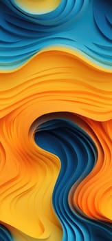 Electric orange, yellow, and blue waves bold graphic illustration - Generative AI. Illustrative, multicolor, waves, wallpapers, blue.