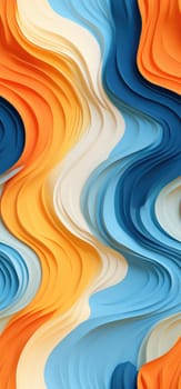 Abstract waves of orange, yellow, and blue waves bold graphic illustration - Generative AI. Iphone, wallpapers, waves, blue, orange.