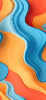 Radiant waves of orange, yellow, and blue waves bold graphic illustration - Generative AI. Radiant, waves, blue, orange.