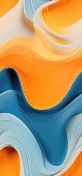 Swirling waves of orange, yellow, and blue waves bold graphic illustration - Generative AI. Swirling, waves, wallpapers, blue, orange.