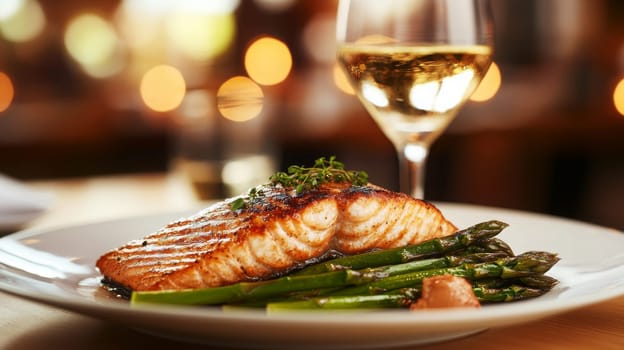 fried salmon on a plate, Generative AI, food
