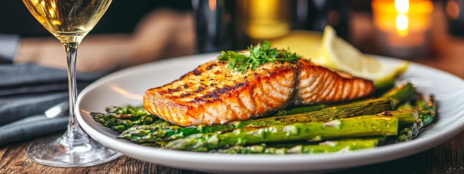 fried salmon on a plate, Generative AI, food