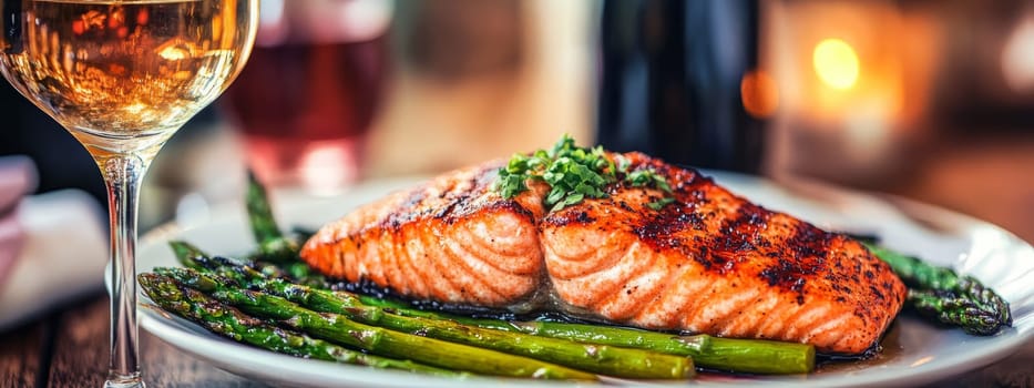 fried salmon on a plate, Generative AI, food