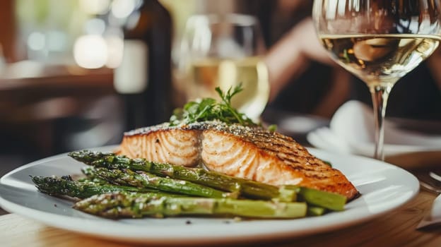 fried salmon on a plate, Generative AI, food