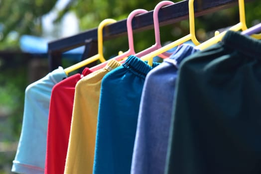 Colorful cloth on a clothesline