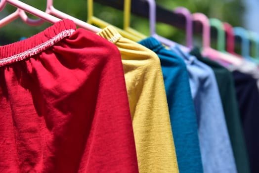 Colorful cloth on a clothesline