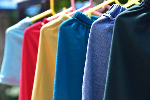 Colorful cloth on a clothesline
