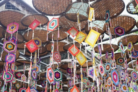Handicraft colourful yarn mobile decoration