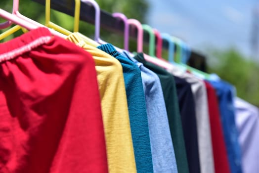 Colorful cloth on a clothesline