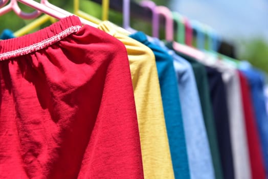 Colorful cloth on a clothesline