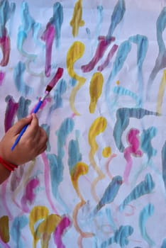 Abstract watercolor hand drawn colorful draw from children's handwriting, wallpaper, background